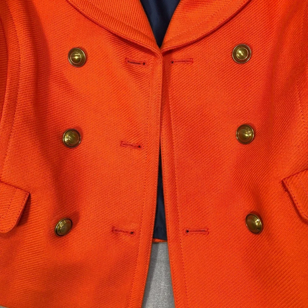 Banana Republic Jacket Women Small Orange Double Breasted Pea Coat Gold Buttons